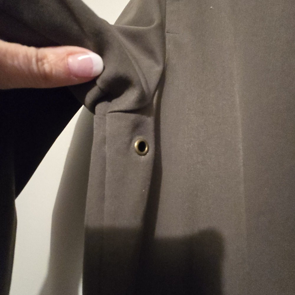 Austin Reed Field Jacket XL‎ Chore Barn Coat Olive Leather Collar Elbow Gorpcore - Picture 12 of 16